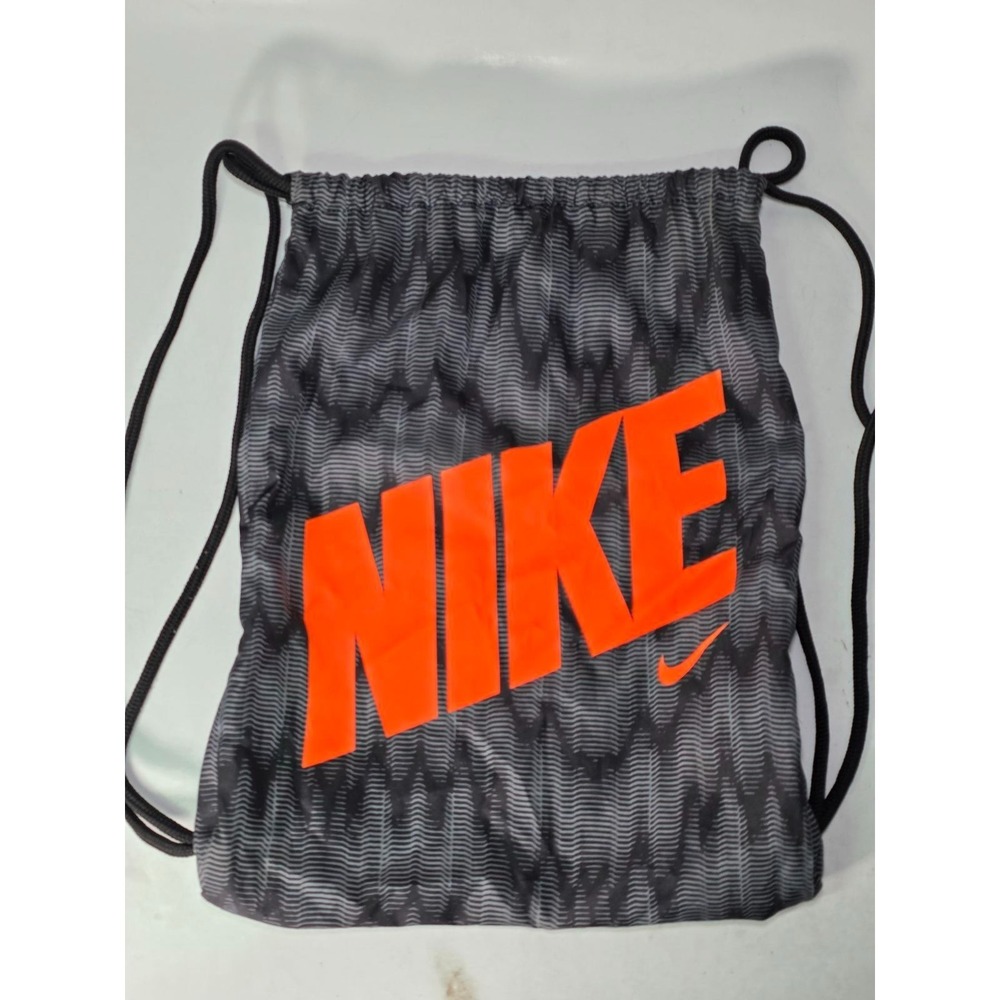 Nike Gym Sack Logo Bag Black Gray Orange Drawstring School Sports Backpack